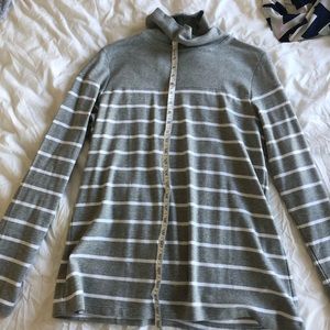 Gray and white stripped cowel neck shirt